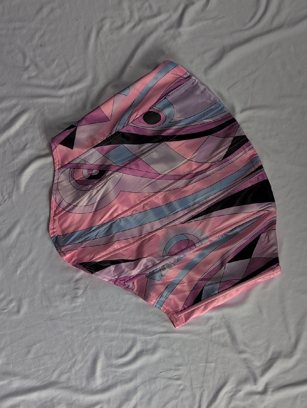 AKIRA Pink & Blue Abstract Print Bustier.